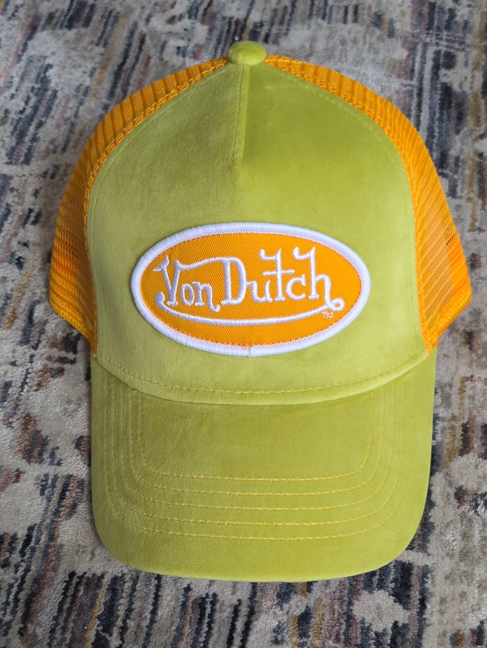 NWT Von Dutch Men's Lime Green & Orange Mesh Trucker Hat